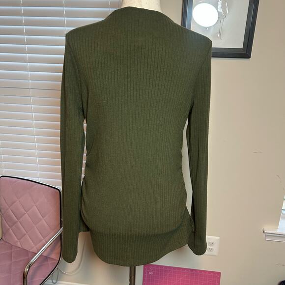 Nine Britton Sweater Size XL Slenderizing Side Ruching Green Shirt - Picture 4 of 8